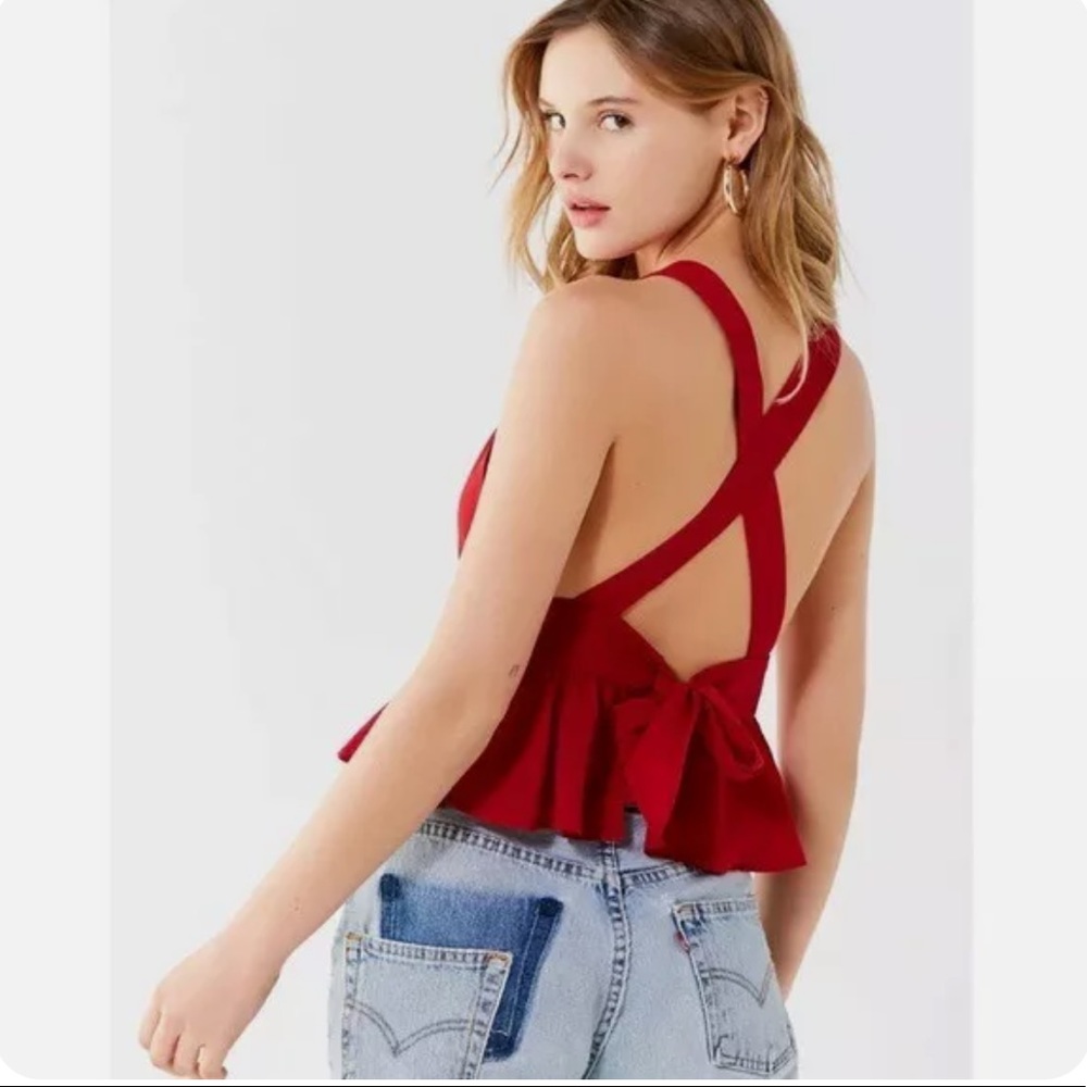 Urban Outfitters Red Peplum Bow Cami